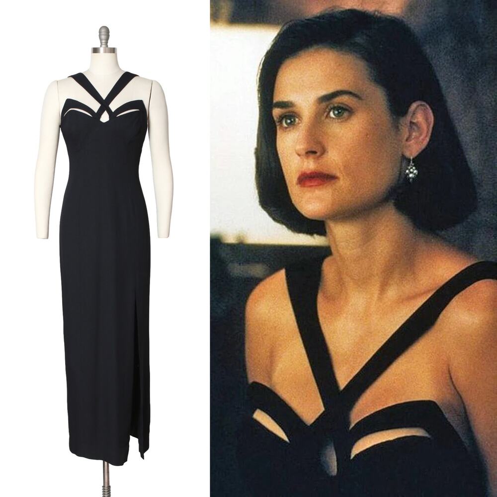 Vintage 1990s Dress 90s NWT Deadstock Indecent Proposal Mugler Black Party Gown